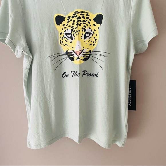 Wildfox On The Prowl Cheetah T-Shirt Green Medium - Picture 3 of 8